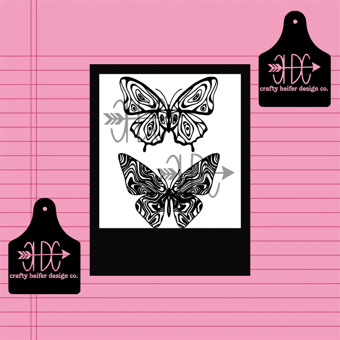 Trippy Butterflies // SET OF TWO // PNG